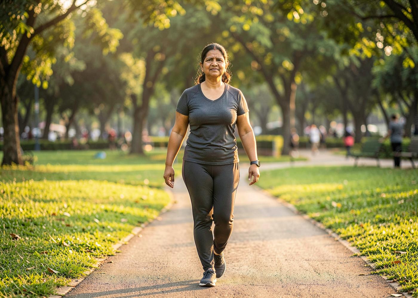 A woman doing weight-bearing exercise for bone strength